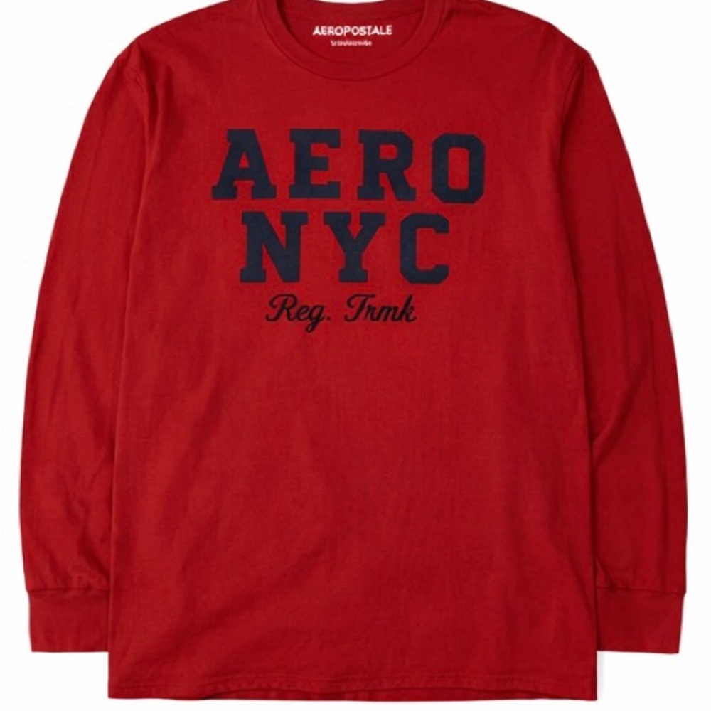 Aeropostale AERO NYC Men’s Red Long Sleeve Graphic Shirt 2XL